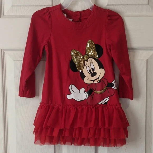 chinese dress ladies Disney Mickey and Friends Toddler Girl Minnie Mouse Ruffle Dress Blue, Blue / 5-6 Years main image 0